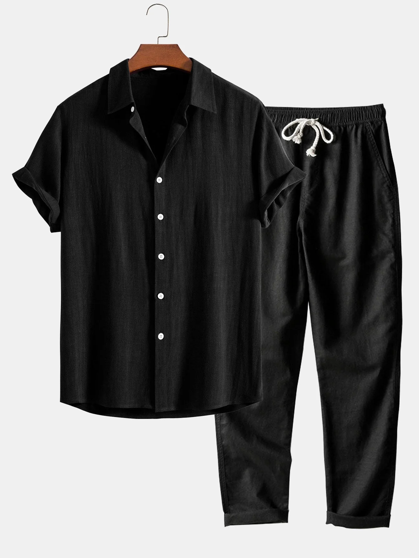 Dustin® | Linen Rayon Blend Shirt With Buttons & Straight Leg Linen Trousers - Image 6