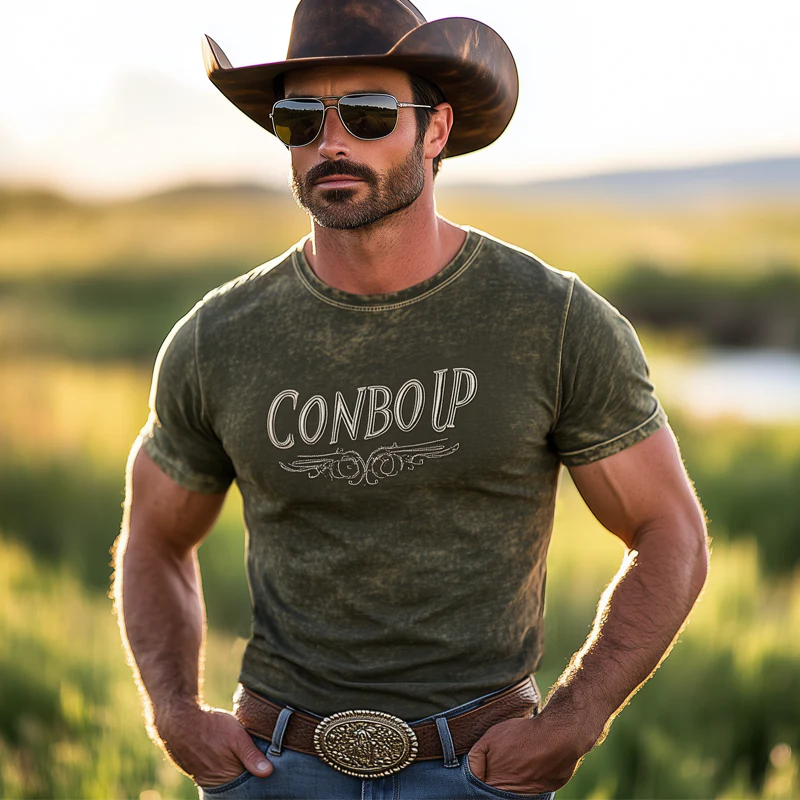 Dwight | Men'S Summer Western Style Embroidered Round Neck Short Sleeve T-Shirt - Image 3