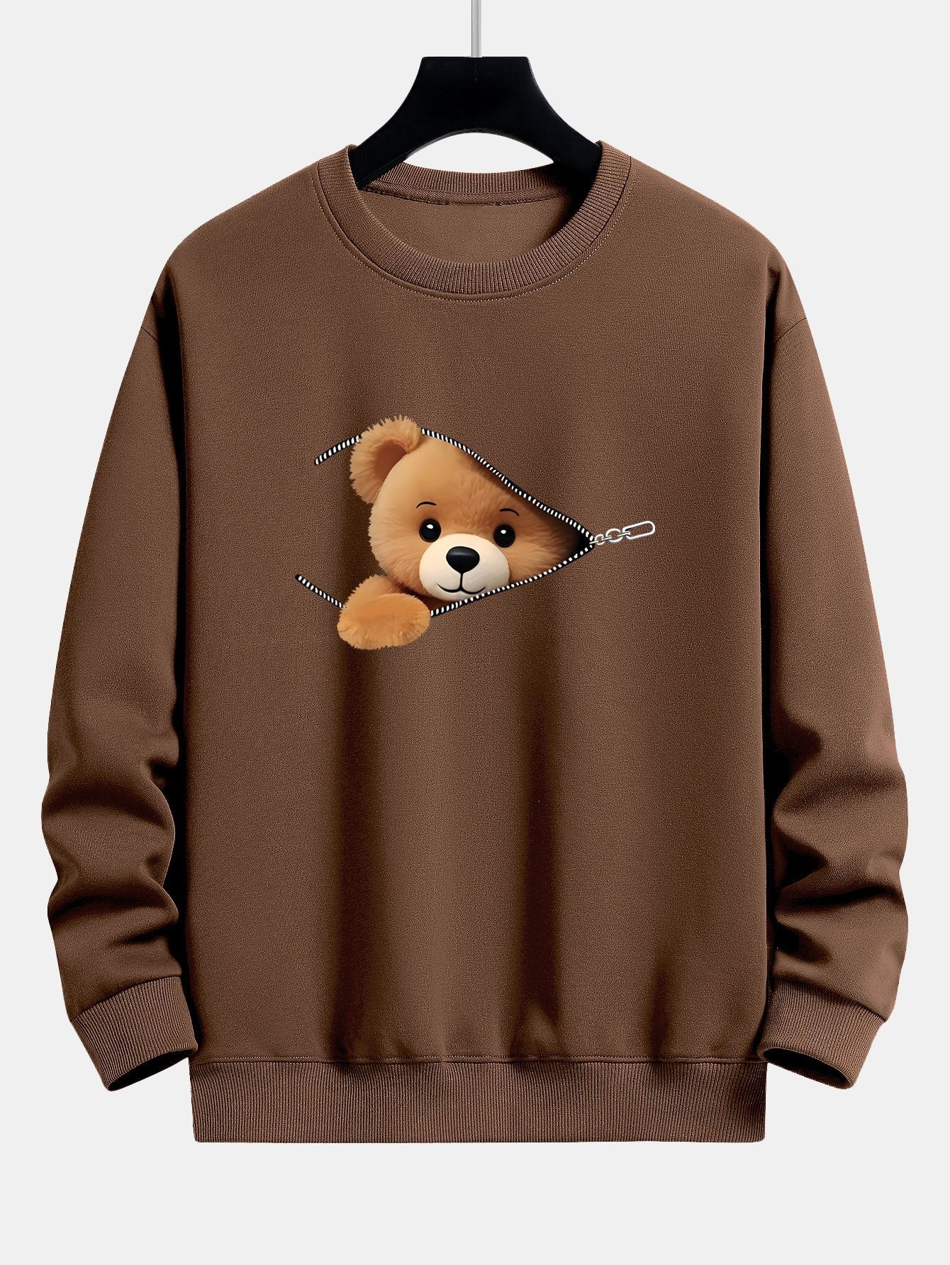 Dylan® | Zipper Bear Print Relax Fit Sweatshirt - Image 8
