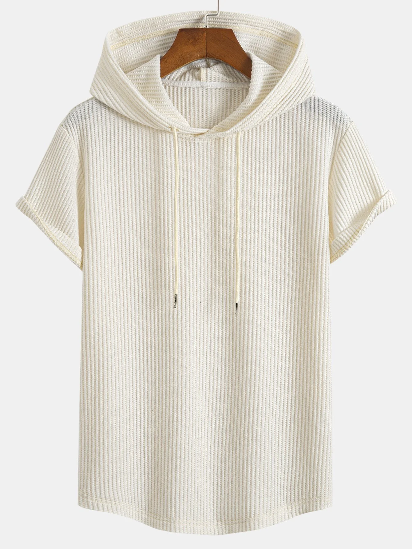 Earl® | Knitted Waffle Arc Hem Hooded T-Shirt & Drawstring Waffle Shorts - Image 10