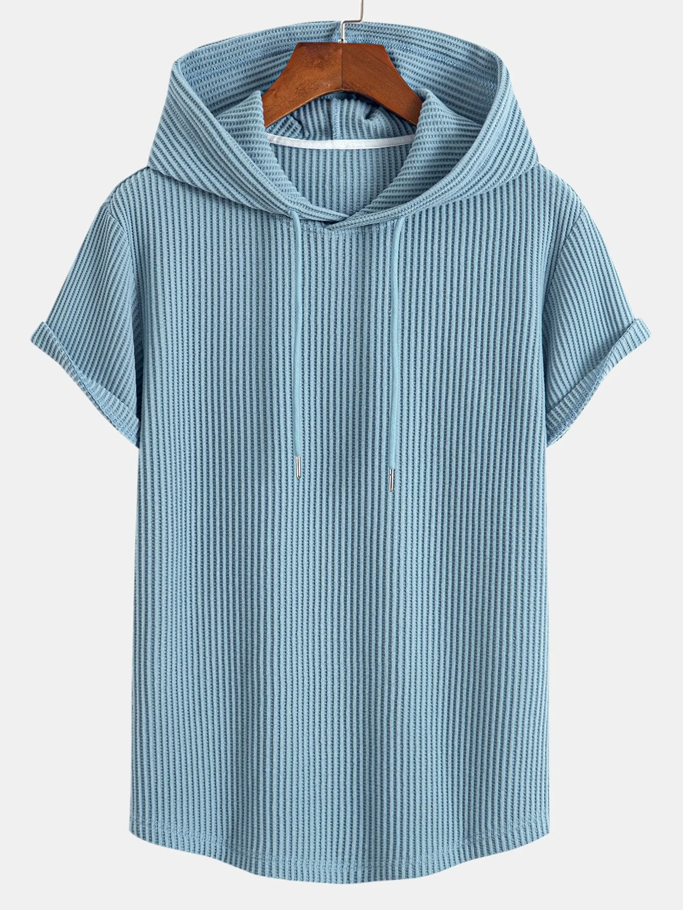 Earl® | Knitted Waffle Arc Hem Hooded T-Shirt & Drawstring Waffle Shorts - Image 9