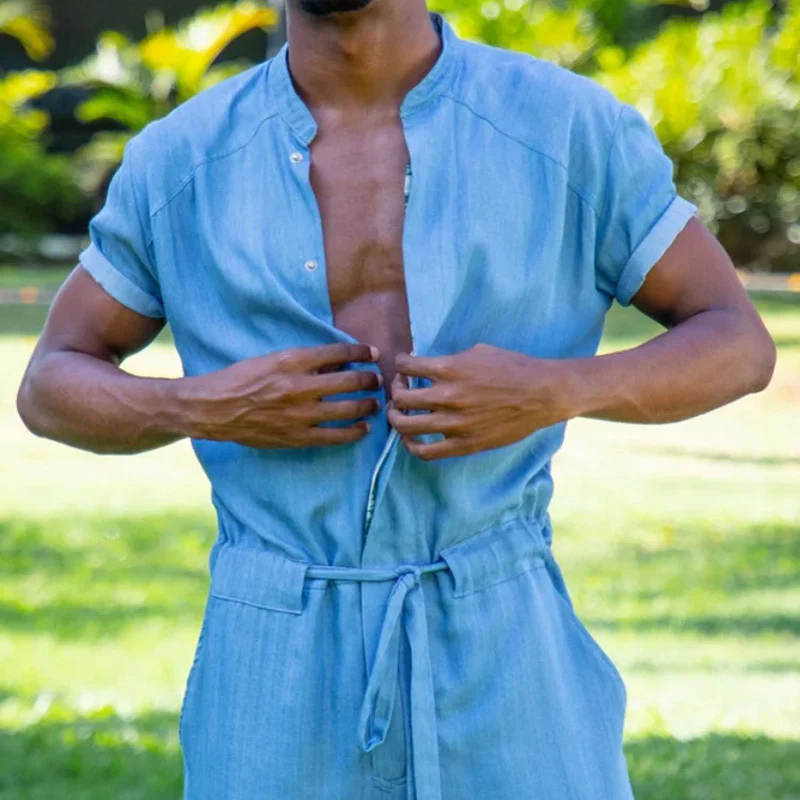 Earl | Men'S Casual Round Neck Short-Sleeved Trousers Loose Jumpsuit - Image 2