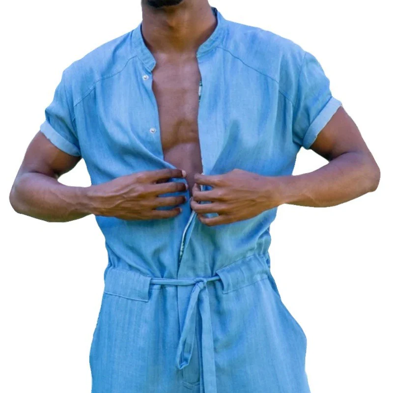Earl | Men'S Casual Round Neck Short-Sleeved Trousers Loose Jumpsuit - Image 4