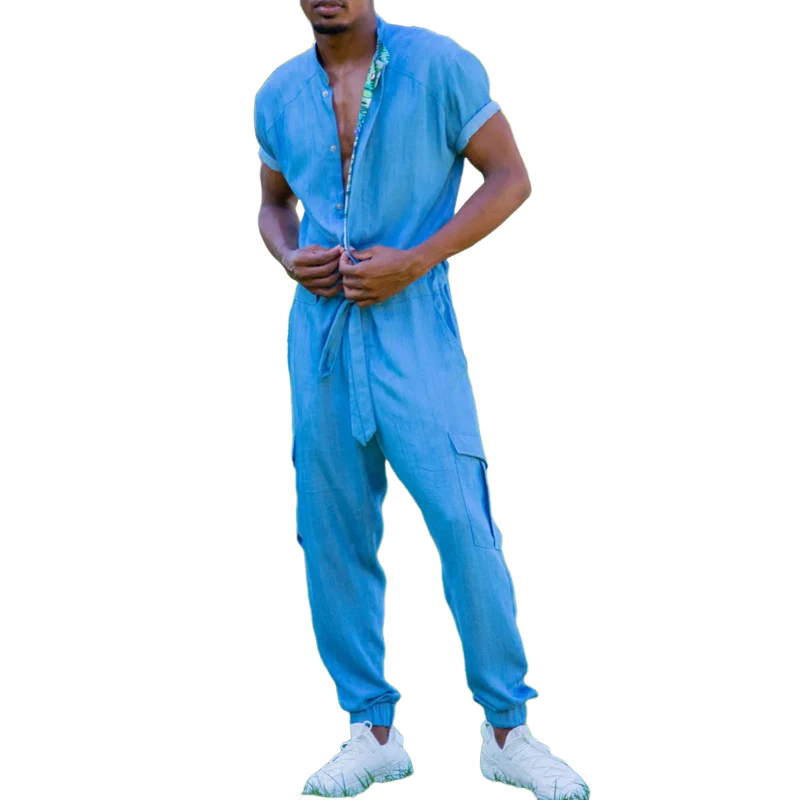 Earl | Men'S Casual Round Neck Short-Sleeved Trousers Loose Jumpsuit - Image 5