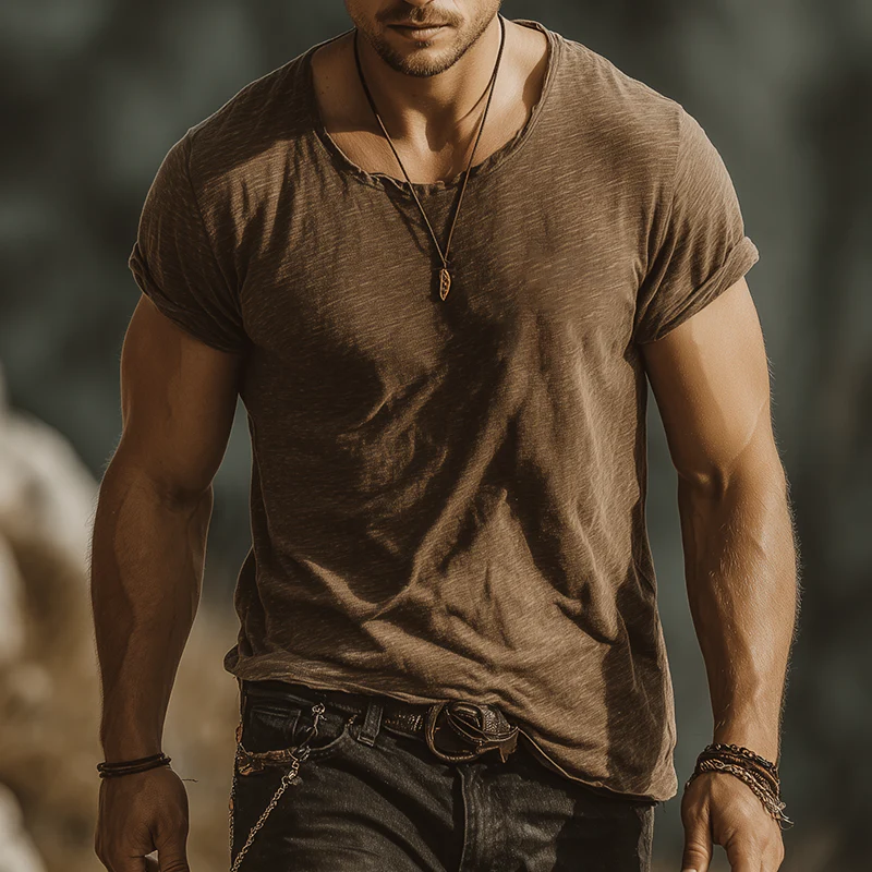 Earl | Men'S Retro Casual Cotton Round Neck Short Sleeve T-Shirt - Image 2