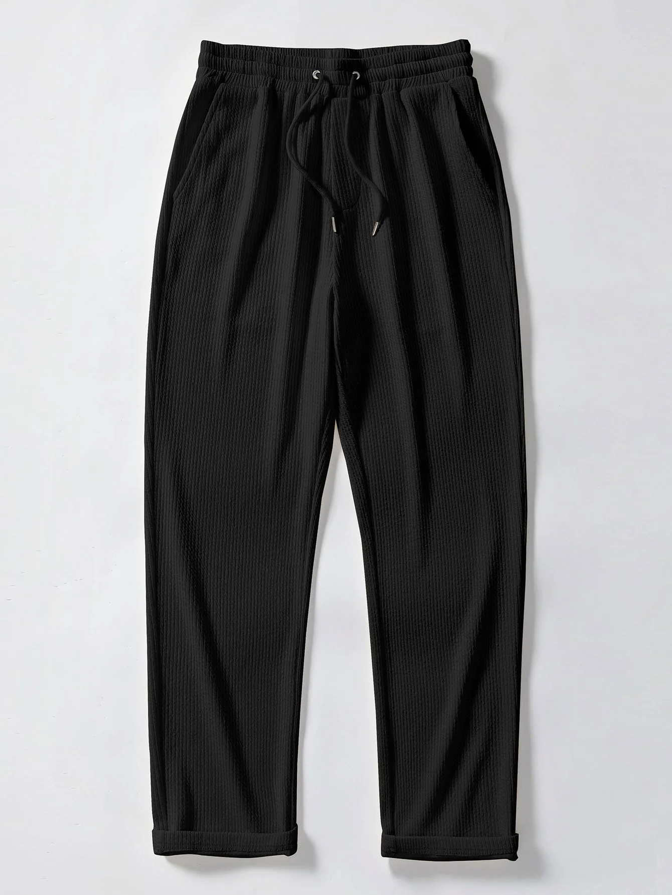 Ed® | Muscle Fit Ribbed Shirt With Mandarin Collar & Straight Leg Ribbed Trousers - Image 15