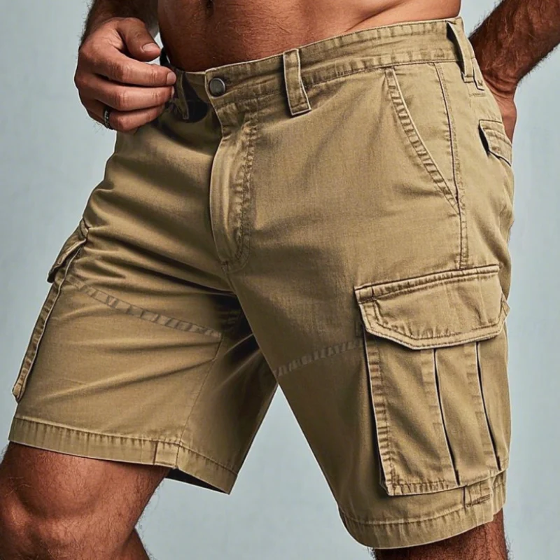 Eddie | Men'S Casual Outdoor Cotton Washed Distressed Multi-Pocket Work Shorts - Image 2