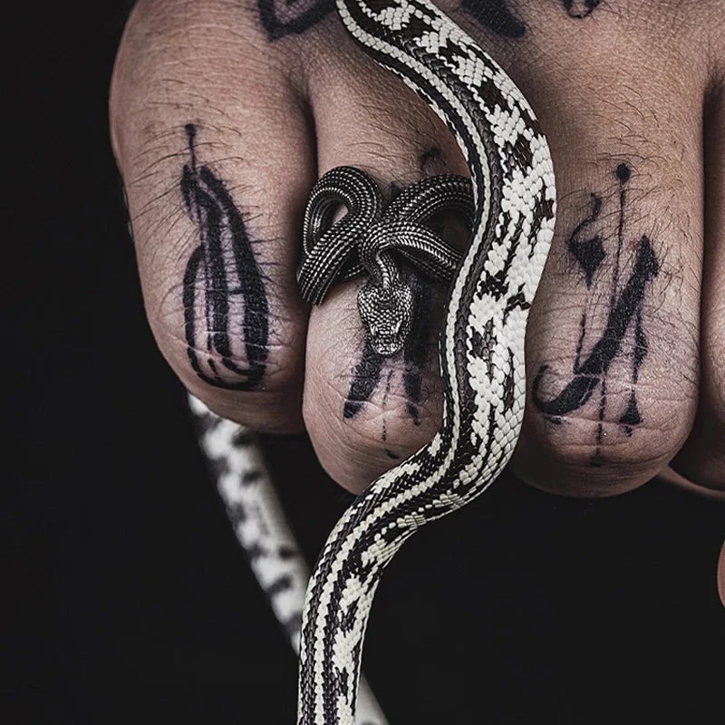 Eddie | Men'S Retro Punk Style Three-Dimensional Python S925 Silver Adjustable Ring - Image 2