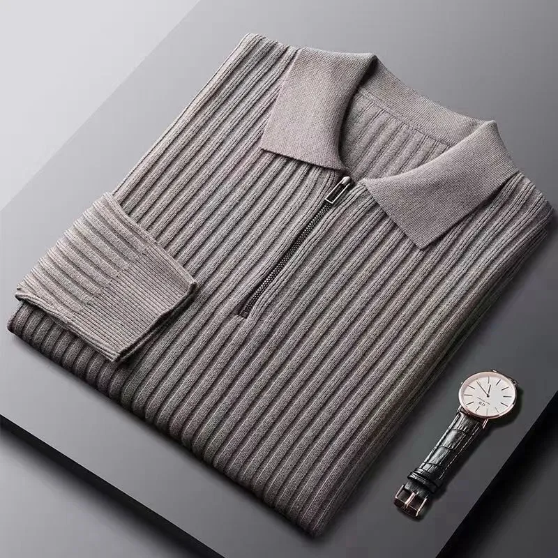 Edelmiro® | Lightweight Long-Sleeved Striped Polo Shirt - Image 7
