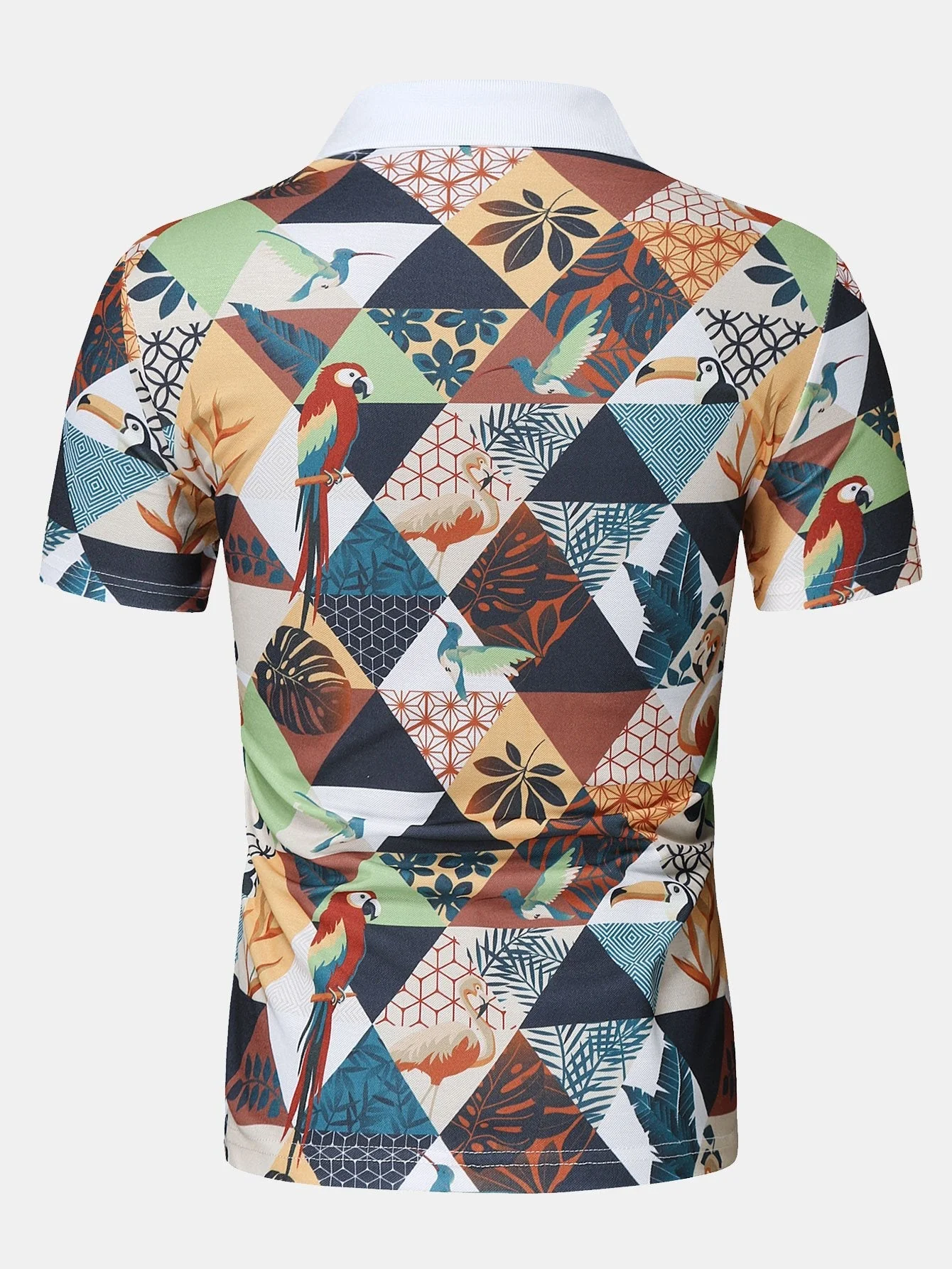 Edgardo® | Flamingo Tropical Print Polo Shirt - Image 2