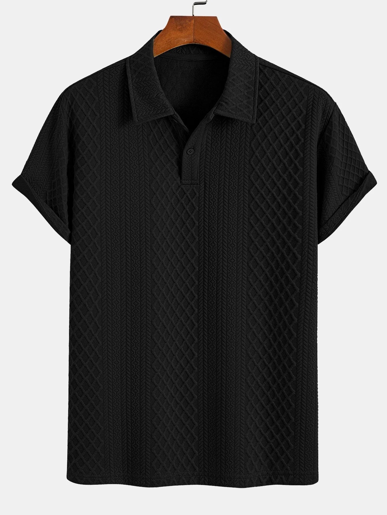 Edgardo® | Geometric Diamond Jacquard Polo & Shorts - Image 10
