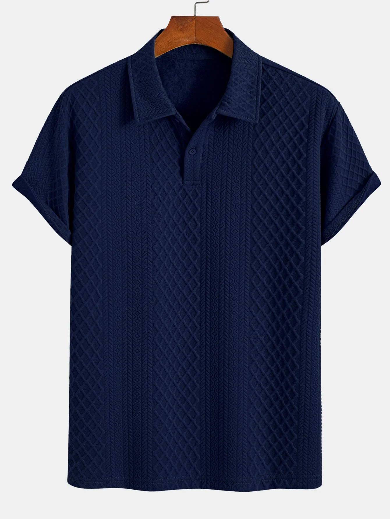 Edgardo® | Geometric Diamond Jacquard Polo & Shorts - Image 12