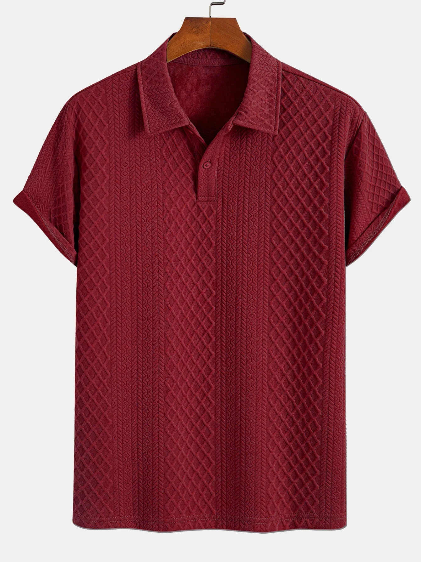 Edgardo® | Geometric Diamond Jacquard Polo & Shorts - Image 13