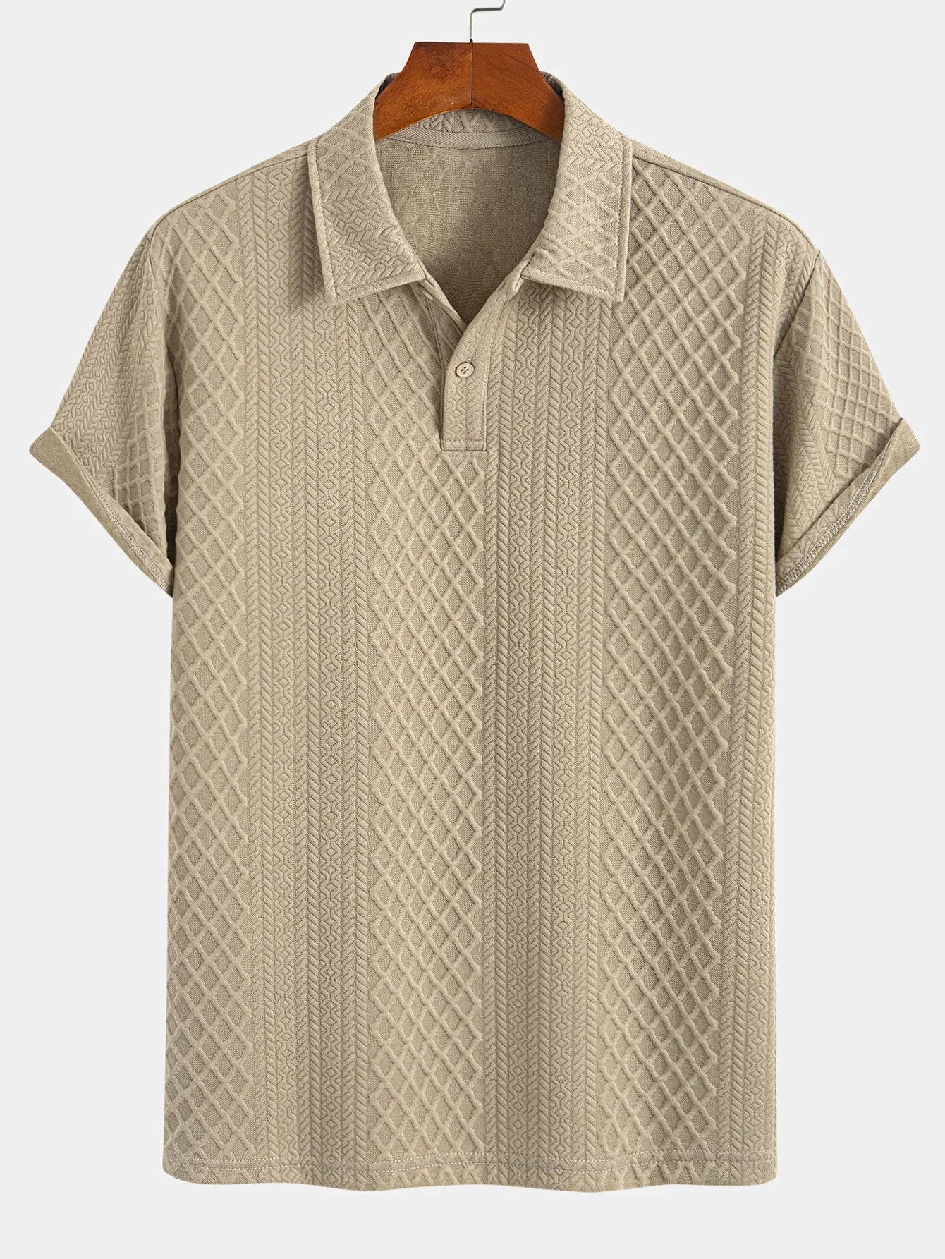 Edgardo® | Geometric Diamond Jacquard Polo & Shorts - Image 7