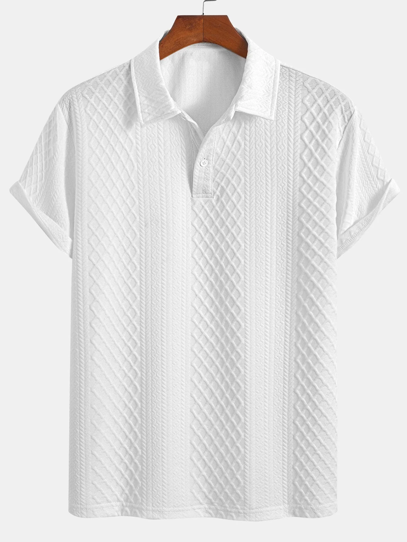 Edgardo® | Geometric Diamond Jacquard Polo & Shorts - Image 9