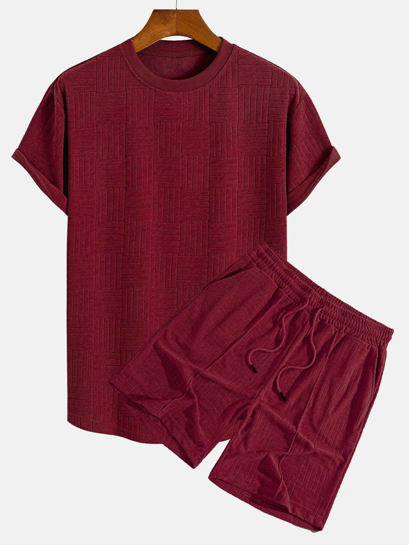 Edilberto® | Striped Towelling Texture Arc Hem T-Shirt & Shorts - Image 4