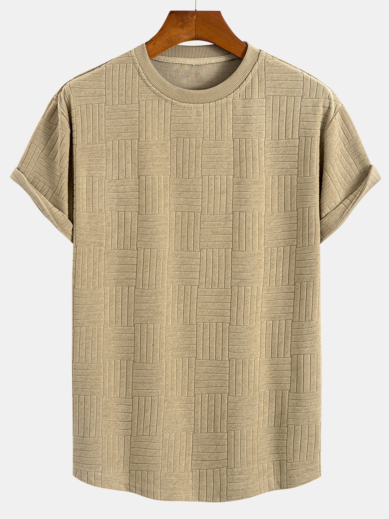 Edilberto® | Striped Towelling Texture Arc Hem T-Shirt & Shorts - Image 5
