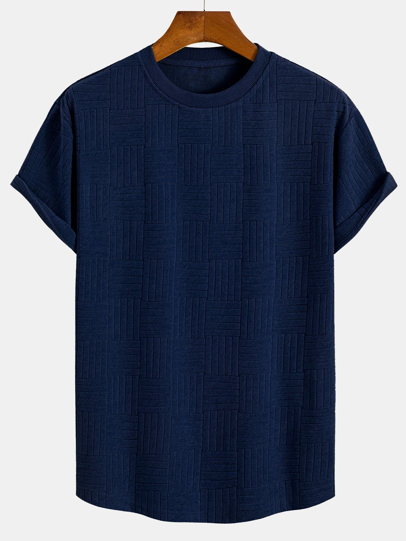 Edilberto® | Striped Towelling Texture Arc Hem T-Shirt & Shorts - Image 8