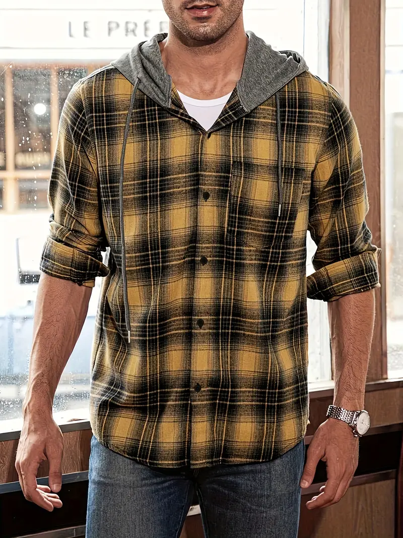 Edmund® | Checkered Hoodie Shirt - Image 3