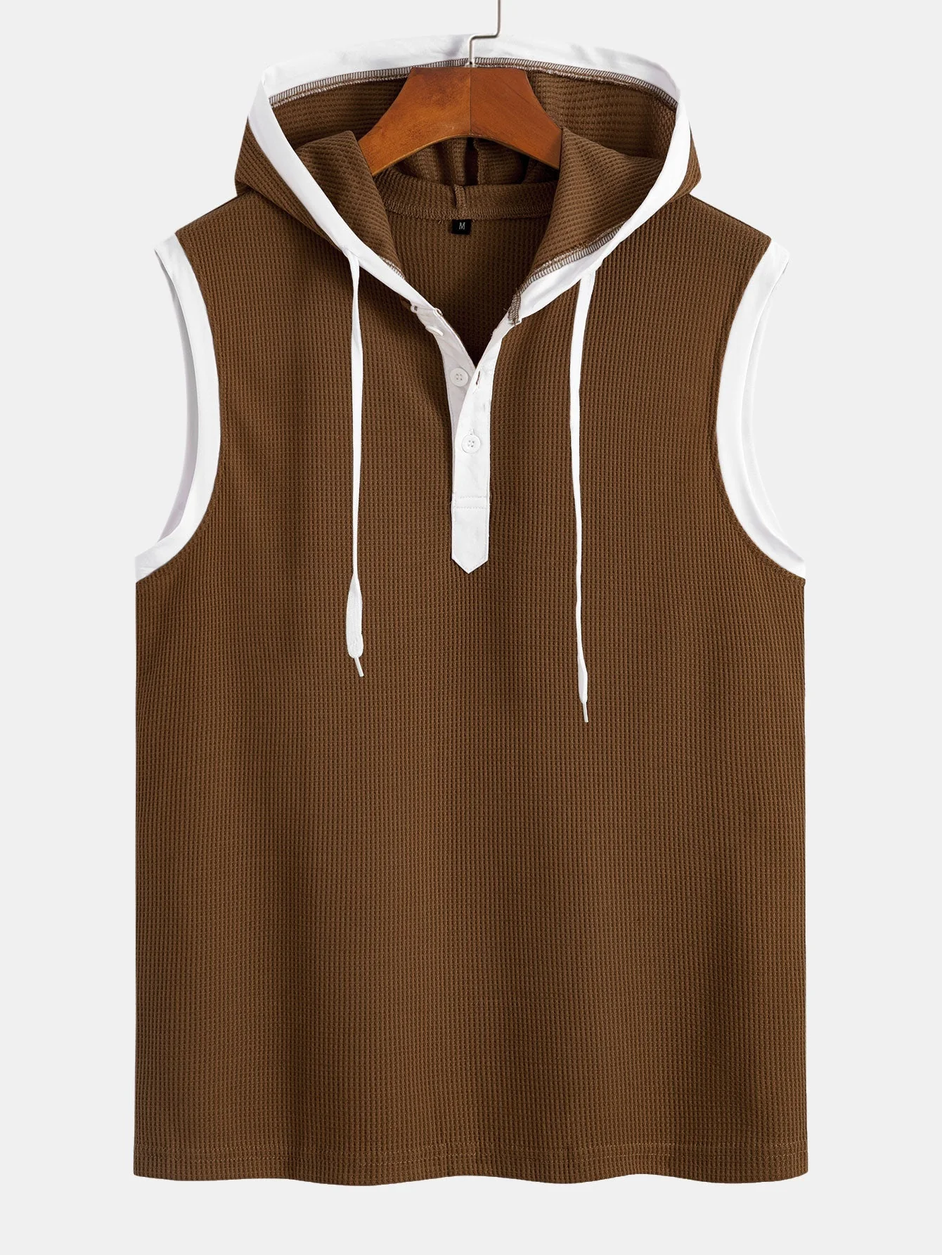 Edmundo® | Contrast Waffle Half Open Hooded Vest - Image 10