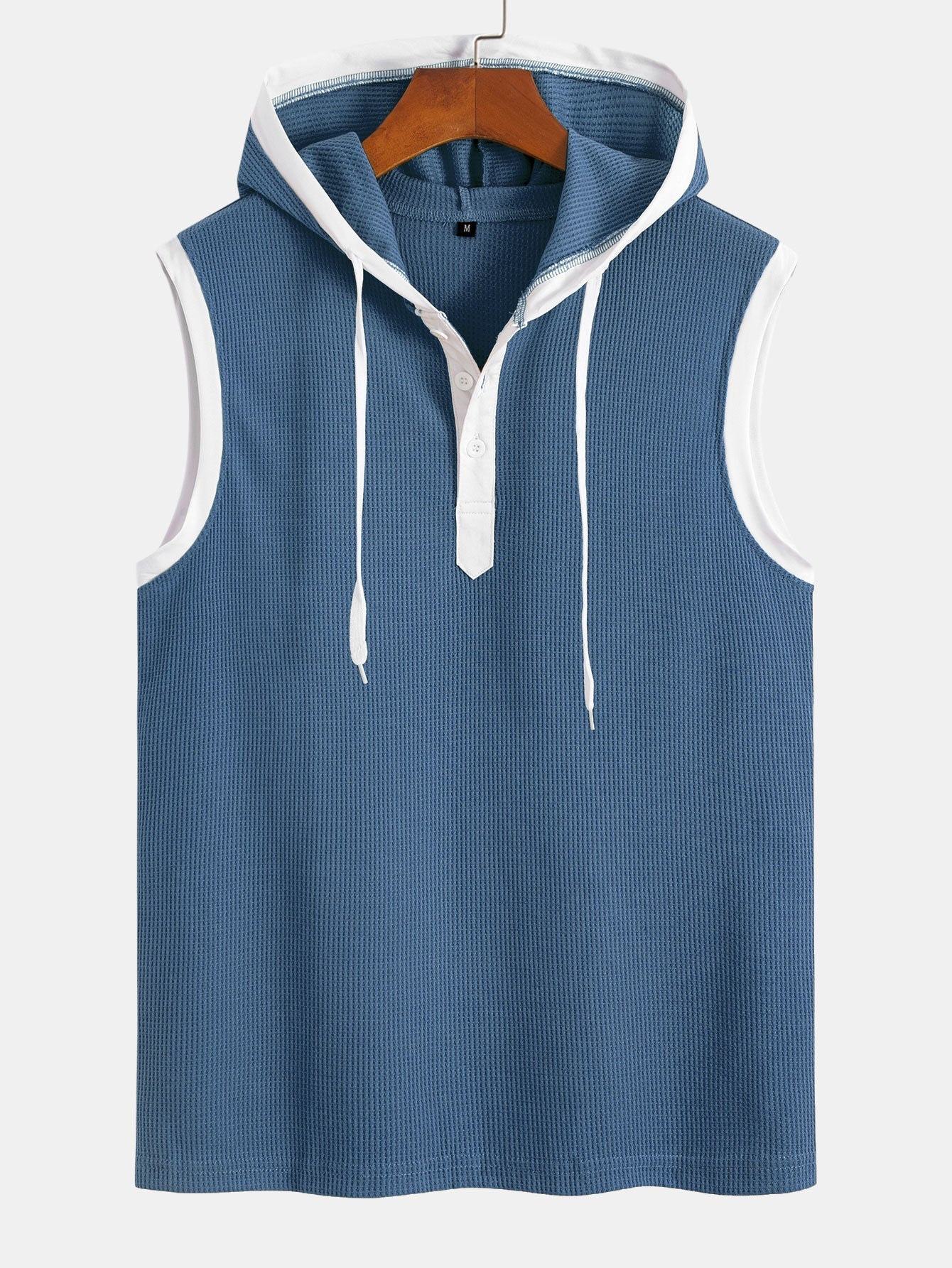 Edmundo® | Contrast Waffle Half Open Hooded Vest - Image 11