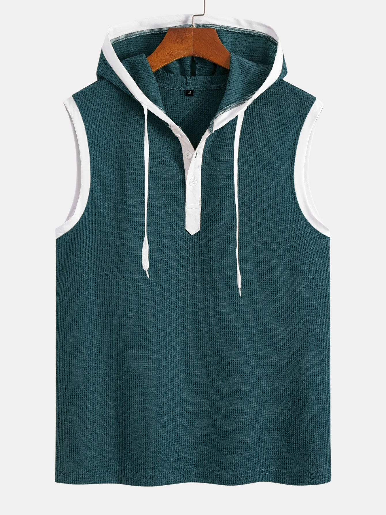 Edmundo® | Contrast Waffle Half Open Hooded Vest - Image 12