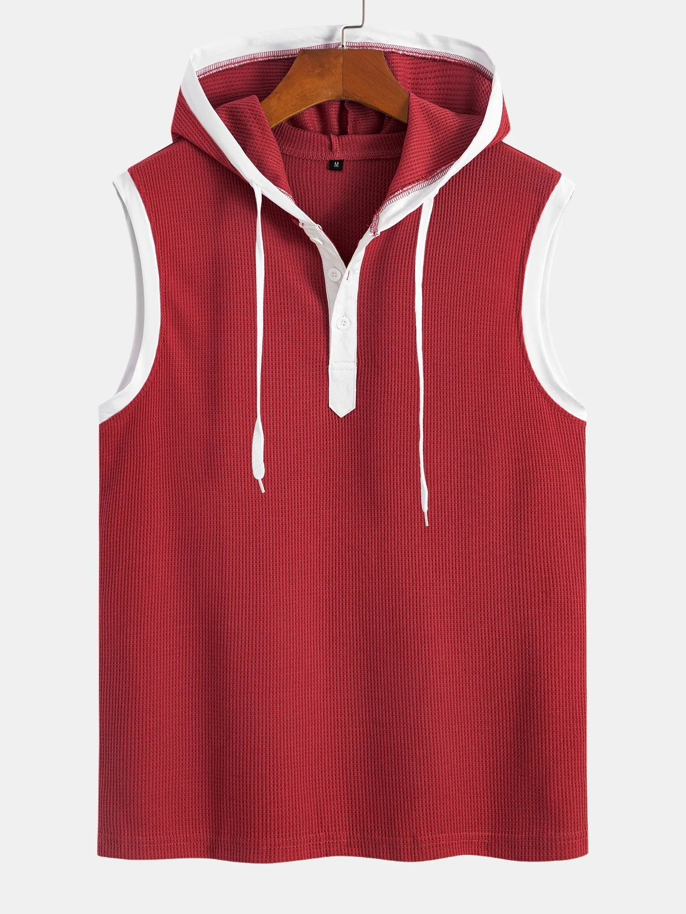 Edmundo® | Contrast Waffle Half Open Hooded Vest - Image 14