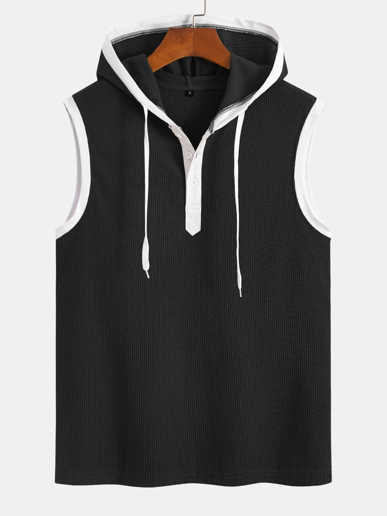 Edmundo® | Contrast Waffle Half Open Hooded Vest - Image 3