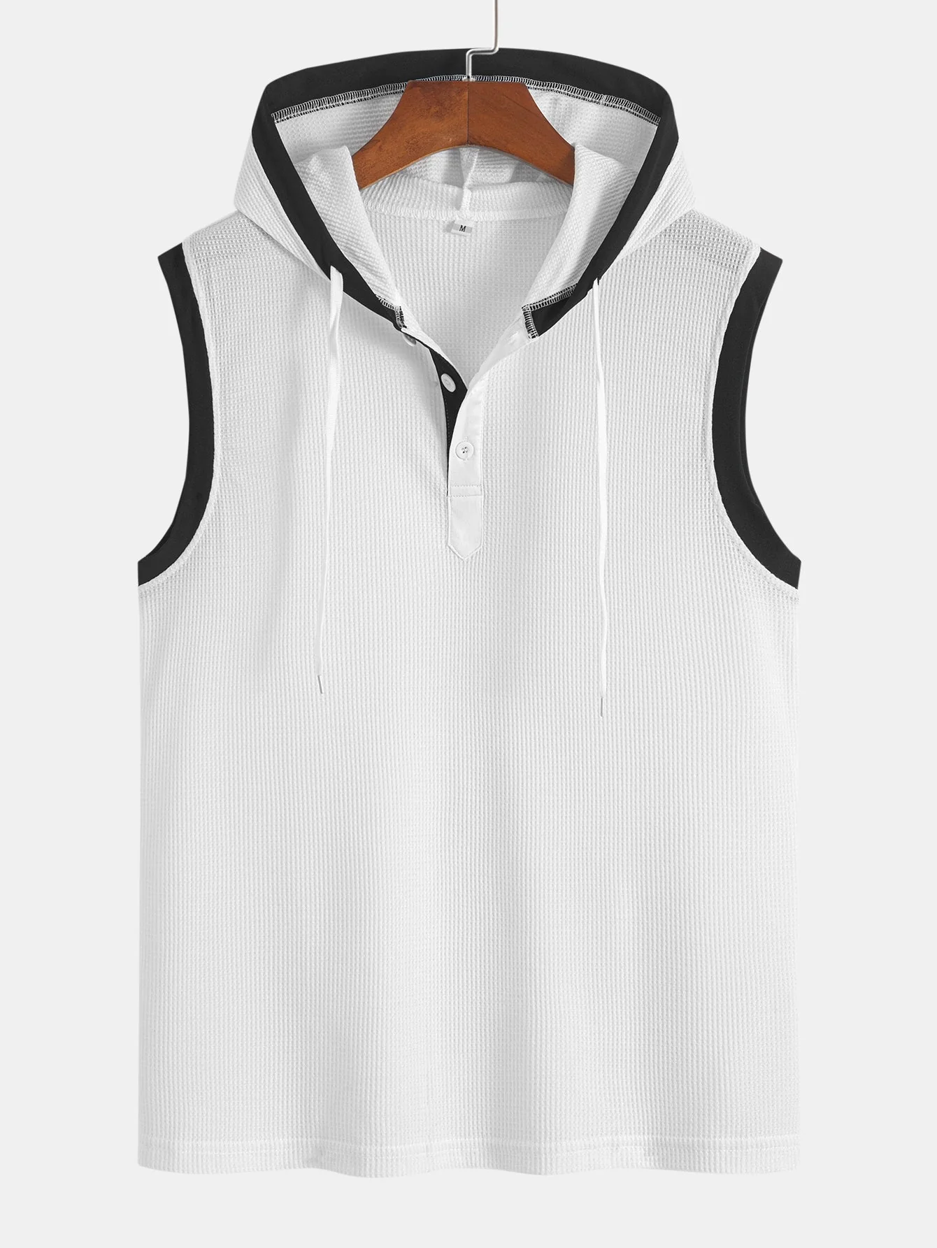 Edmundo® | Contrast Waffle Half Open Hooded Vest - Image 6
