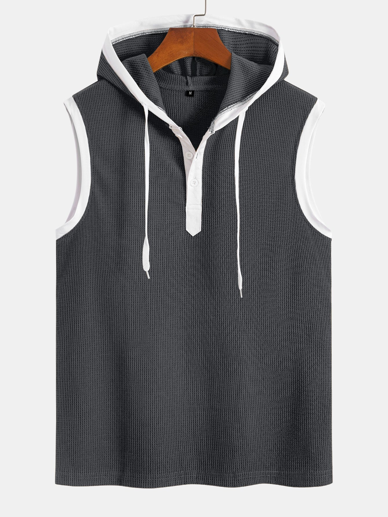 Edmundo® | Contrast Waffle Half Open Hooded Vest - Image 7