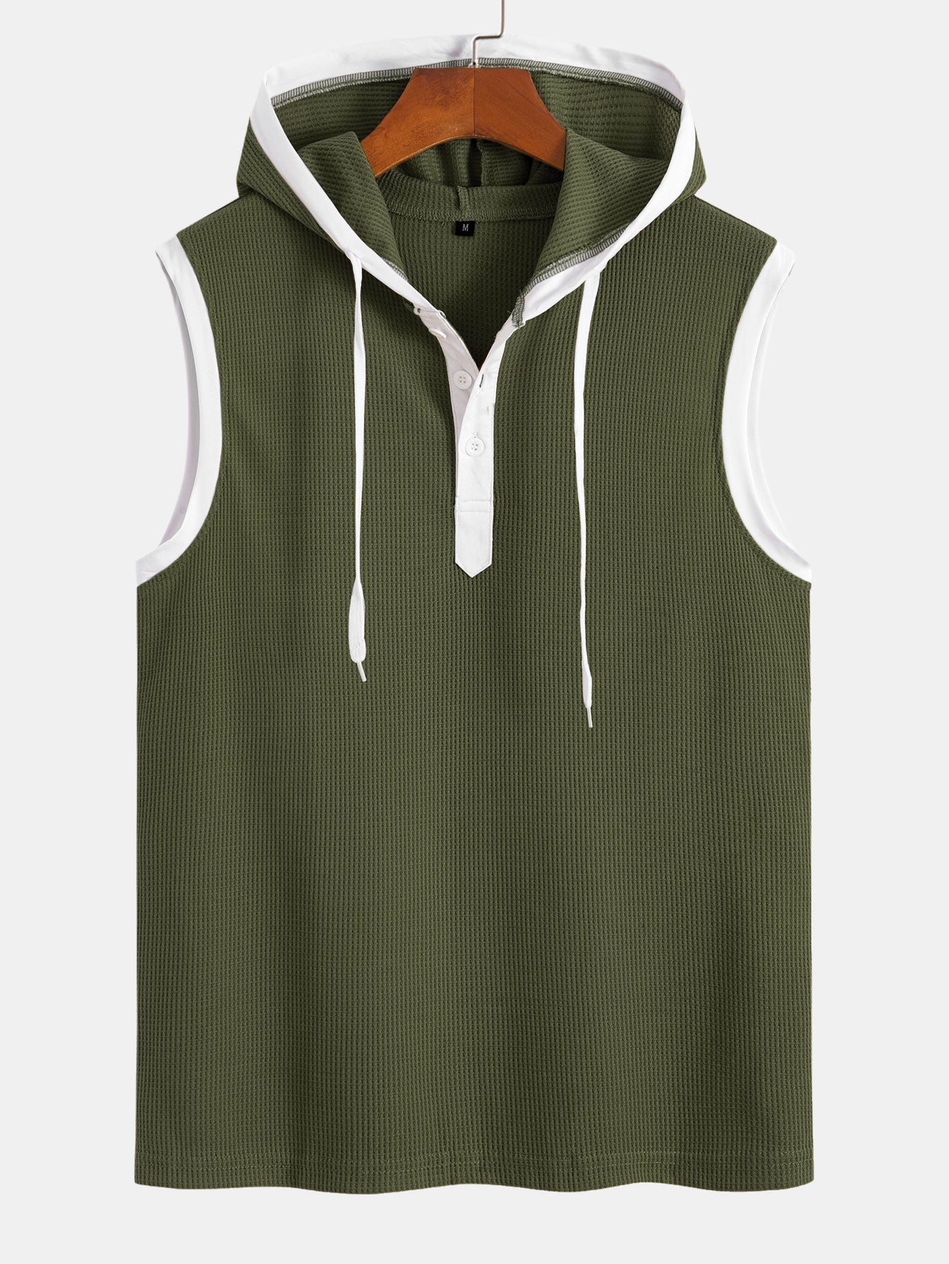 Edmundo® | Contrast Waffle Half Open Hooded Vest - Image 8