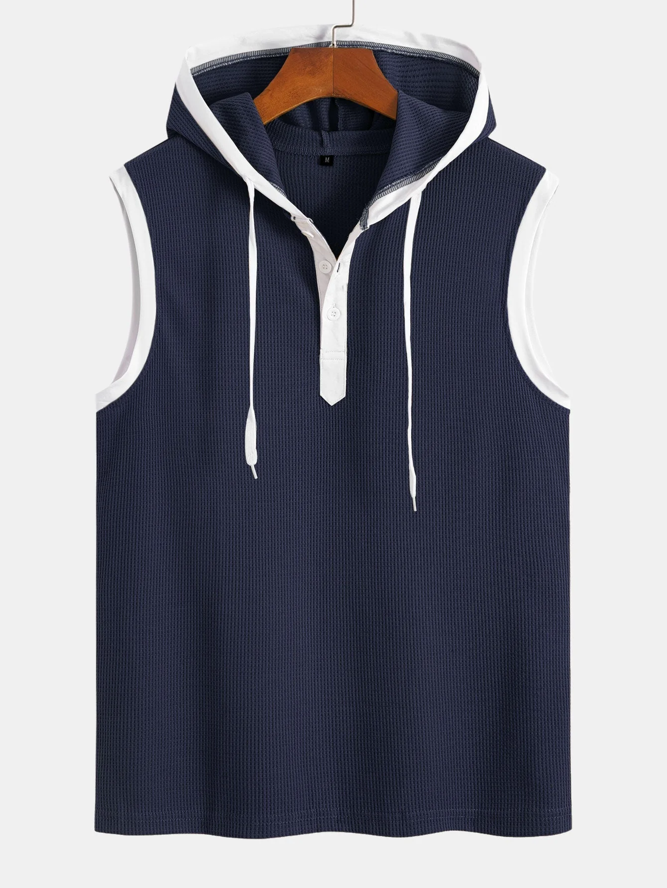 Edmundo® | Contrast Waffle Half Open Hooded Vest - Image 9