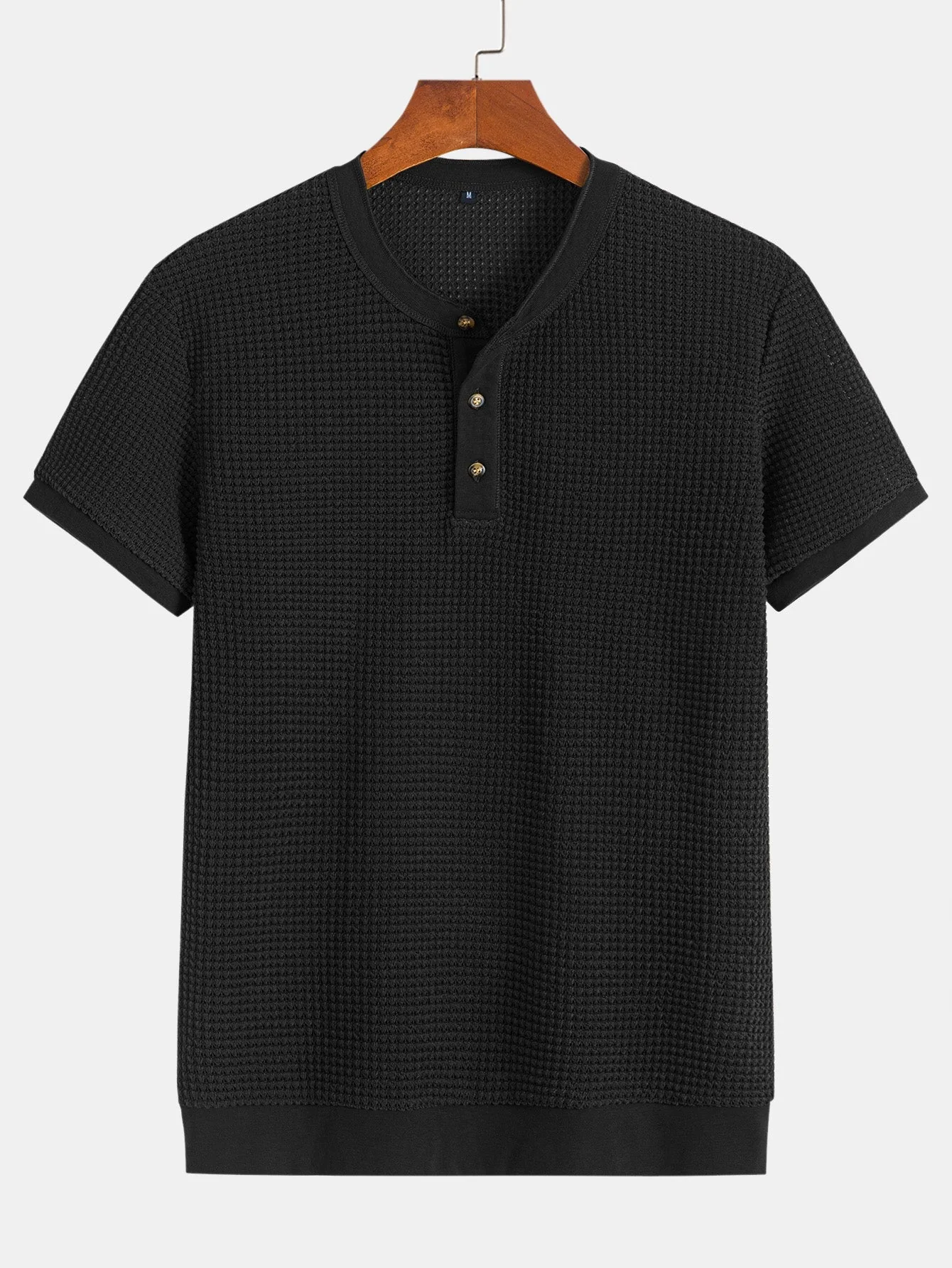 Eduardo® | Henley Neck Textured Ribbed Hem T-Shirt - Image 3