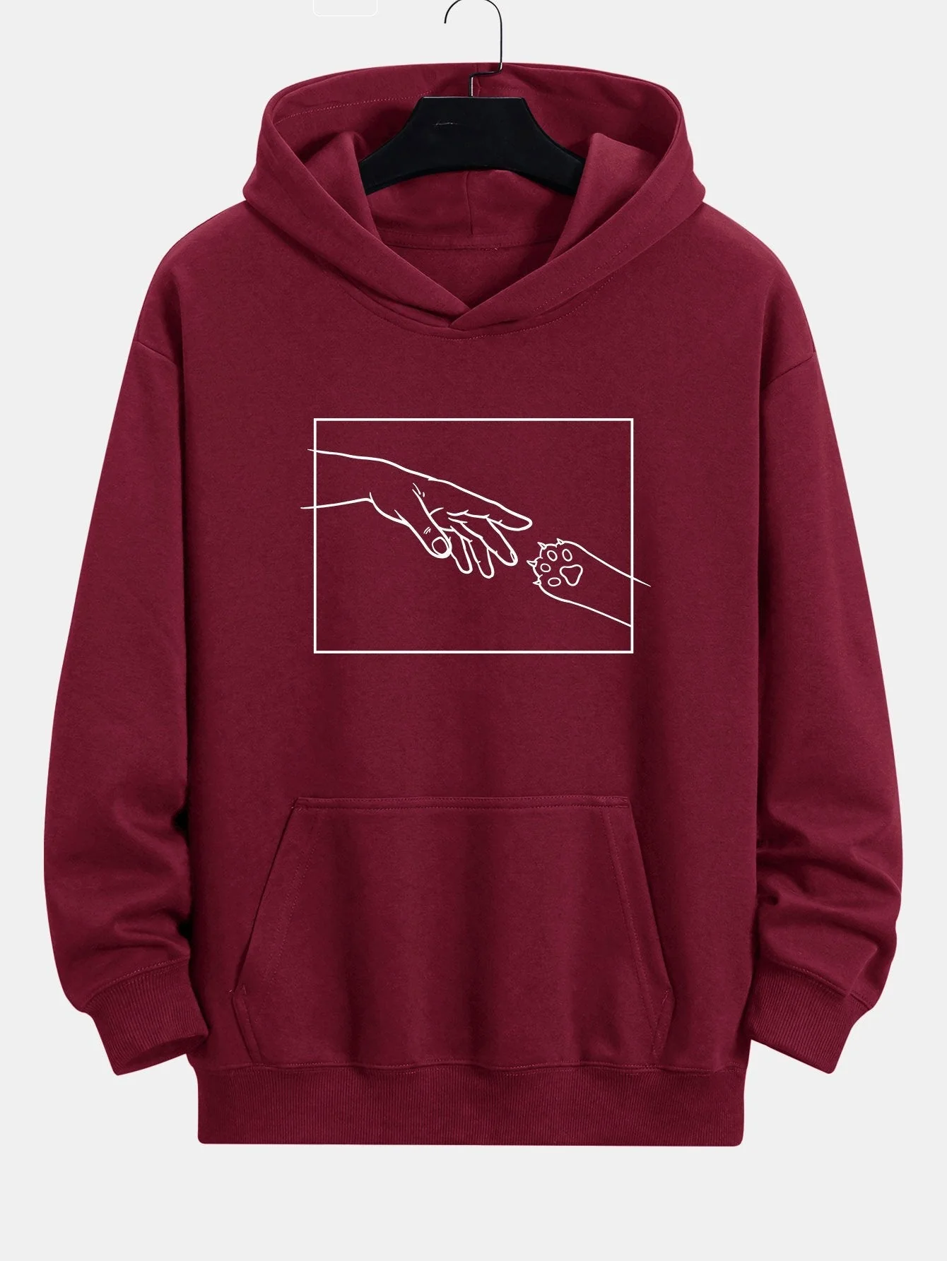 Edward | Hand And Cat Paw Print Relax Fit Hoodie - Image 7