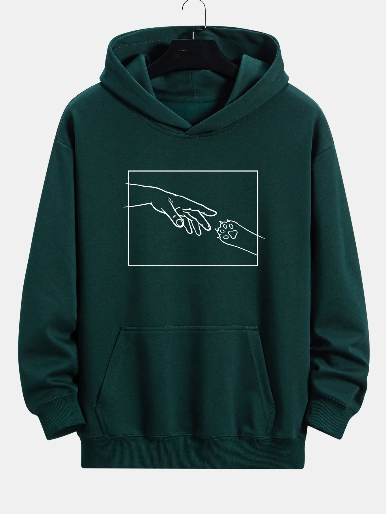 Edward | Hand And Cat Paw Print Relax Fit Hoodie - Image 9