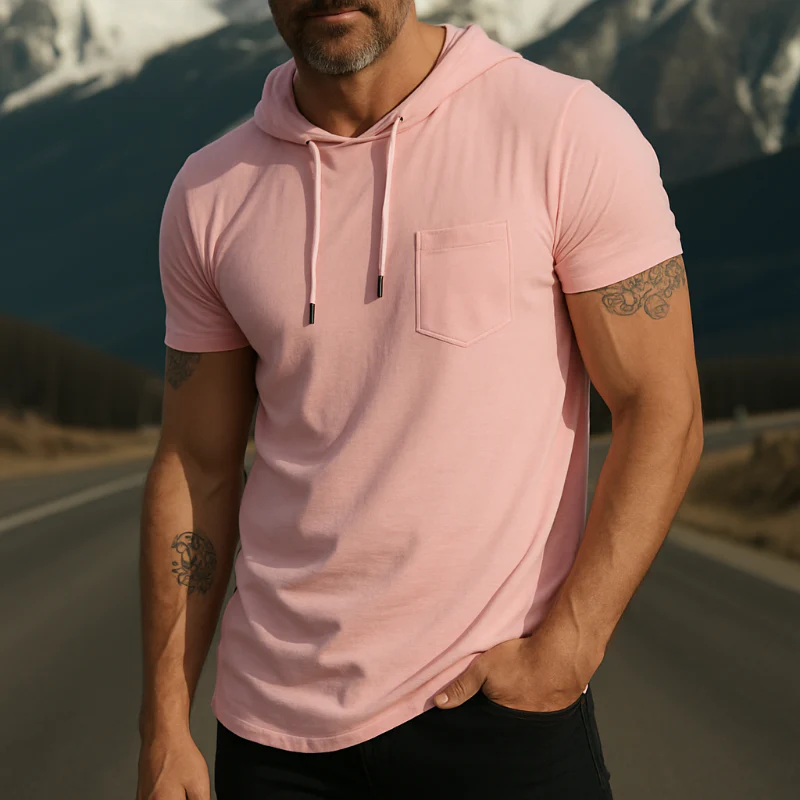 Edward | Men'S Retro Casual Cotton Hooded Short Sleeve T-Shirt - Image 5