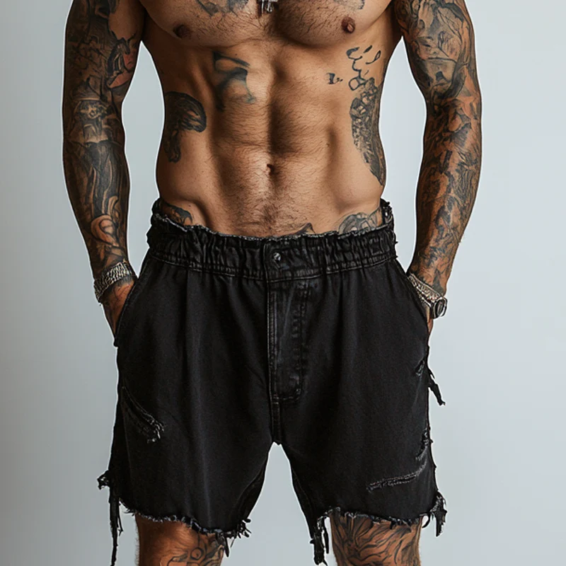 Edwin | Men'S Solid Color Ripped Denim Shorts - Image 2