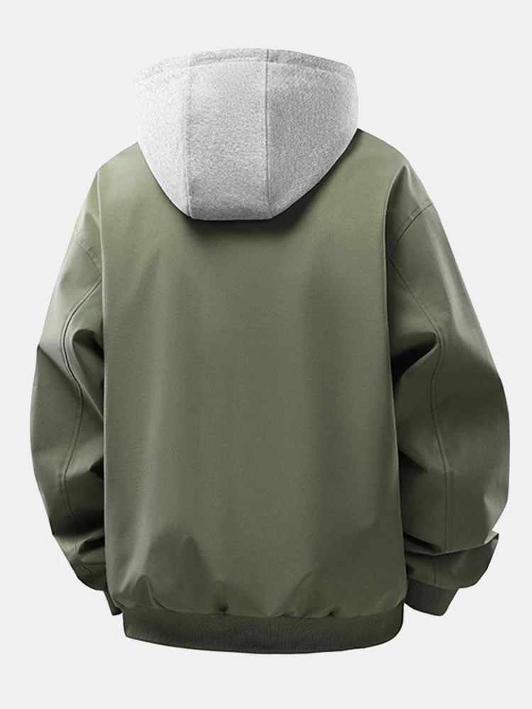 Efraín® | Relax Fit Contrast Corduroy Bomber Jacket With Detachable Hood - Image 2