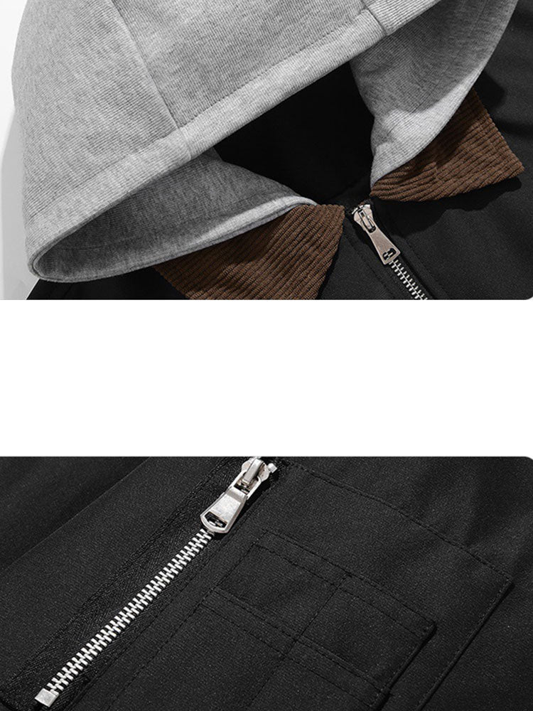 Efraín® | Relax Fit Contrast Corduroy Bomber Jacket With Detachable Hood - Image 7