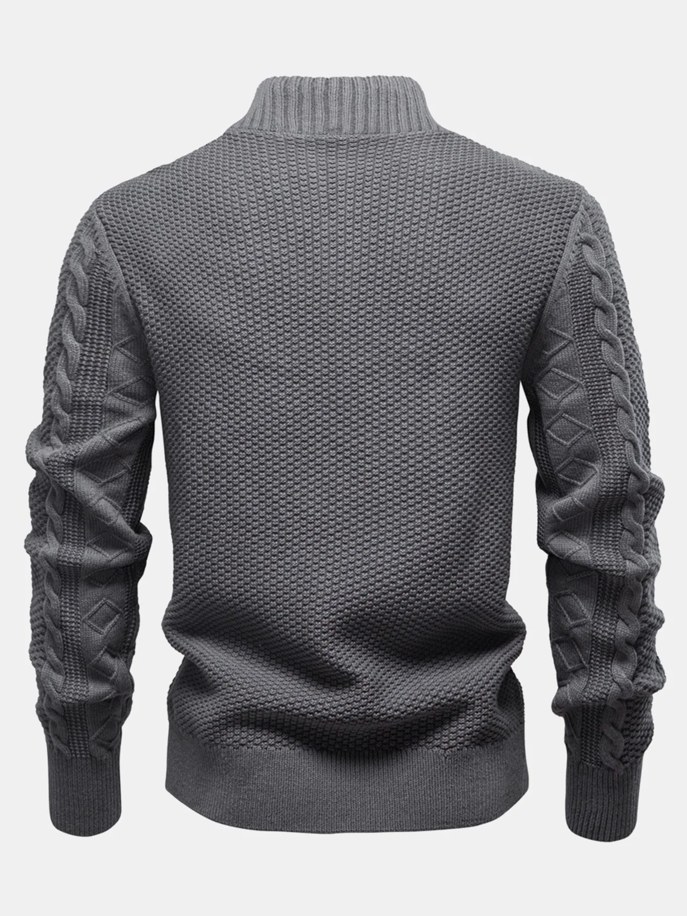 Eladio® | Twist Jacquard Zipper Stand Collar Sweater - Image 2