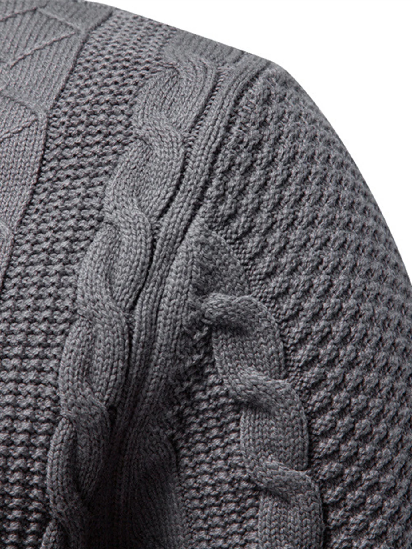 Eladio® | Twist Jacquard Zipper Stand Collar Sweater - Image 6