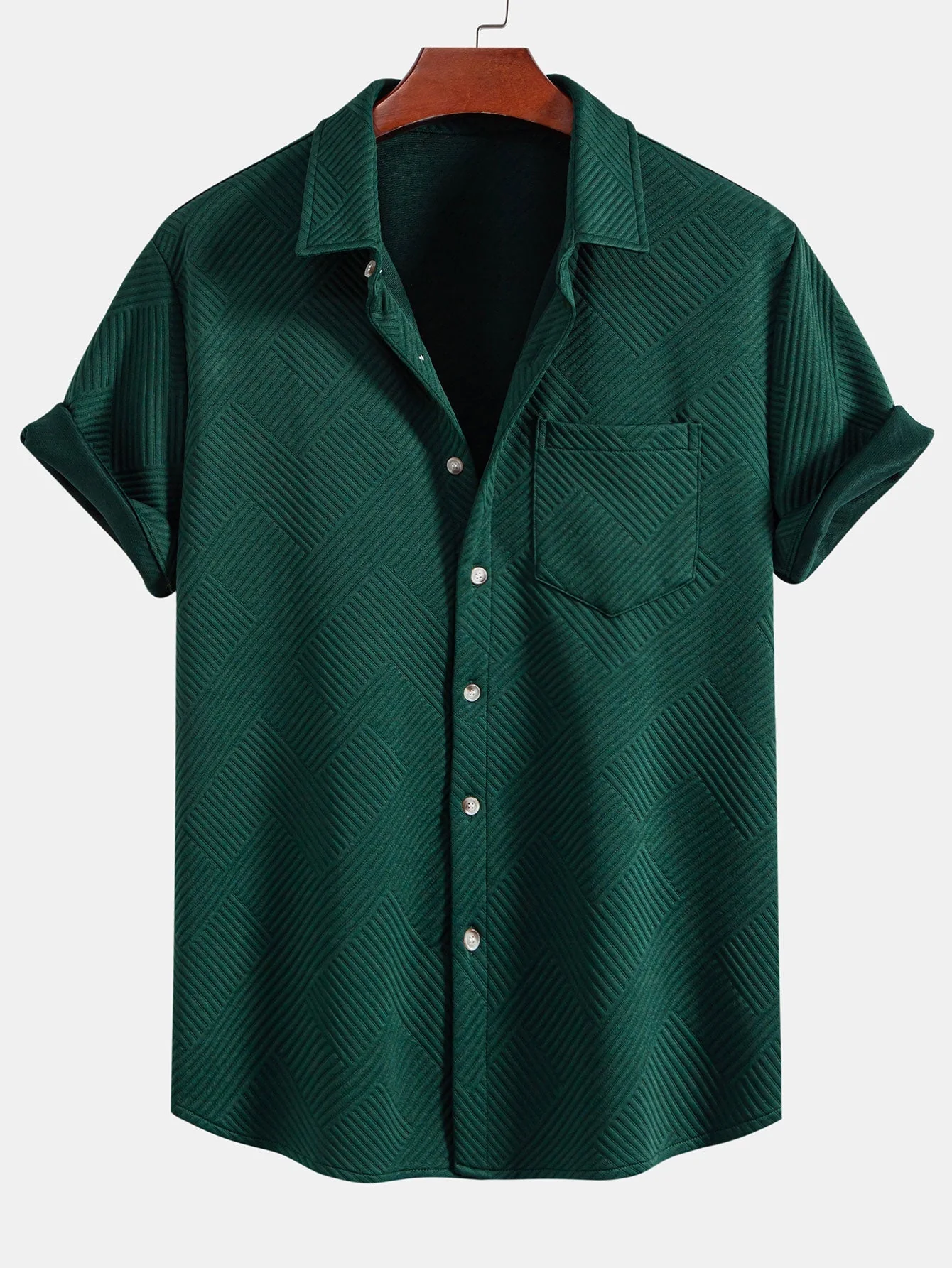Eleuterio® | Stripe Jacquard Button Up Shirt & Shorts - Image 4