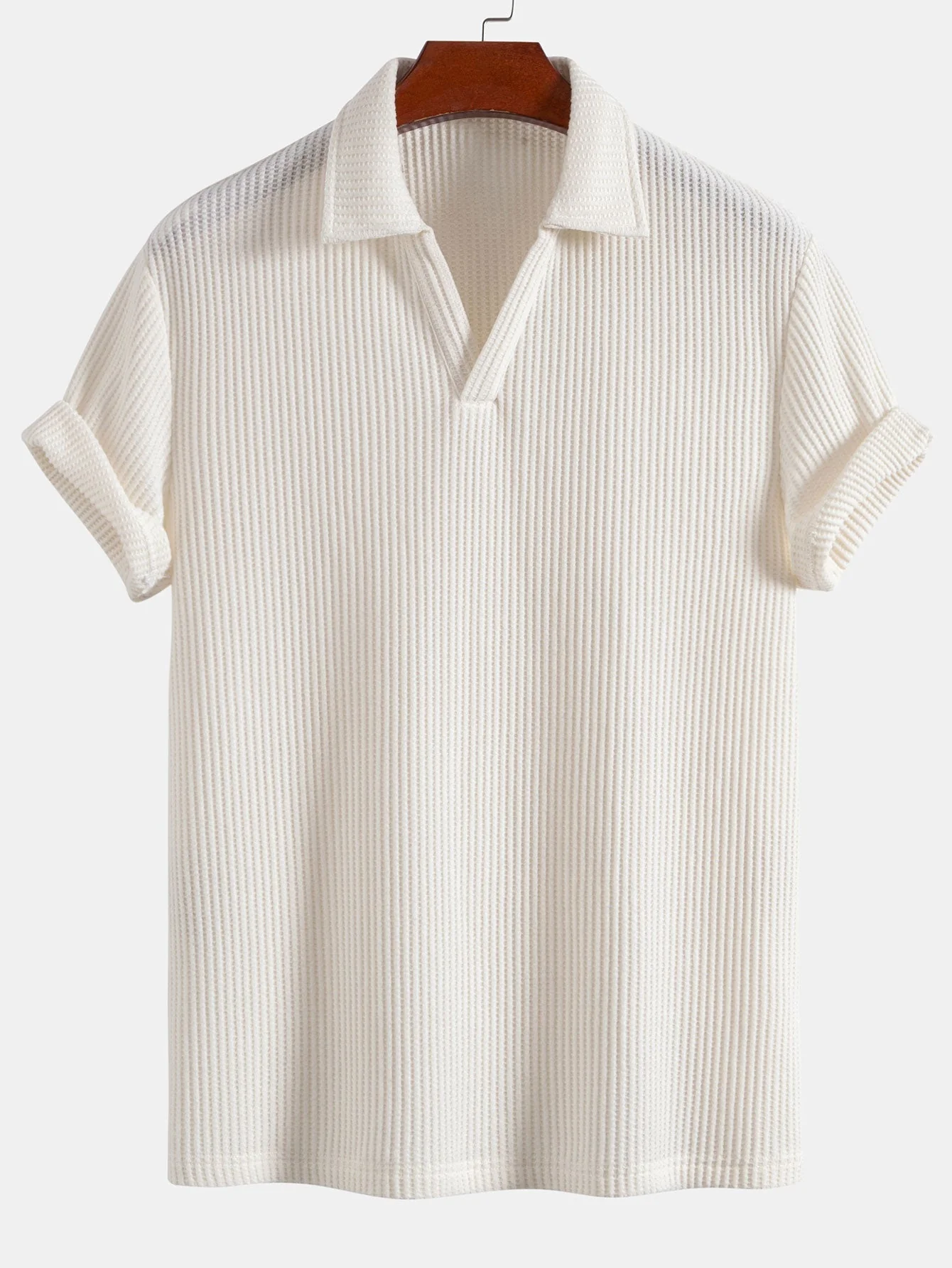 Eli | Short Sleeved Waffle V-neck Polo