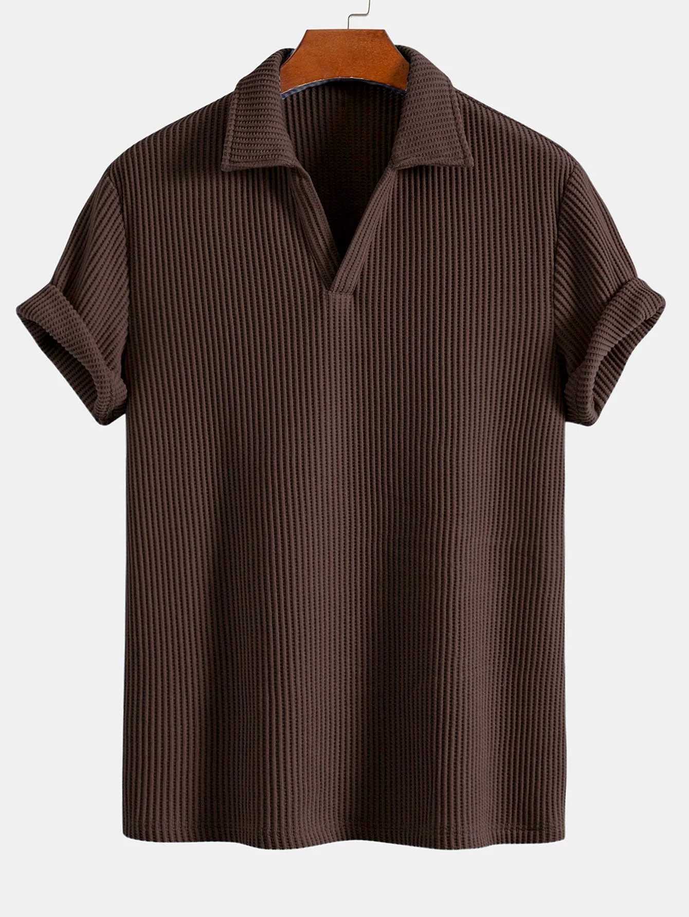 Eli | Short Sleeved Waffle V-neck Polo - Image 5