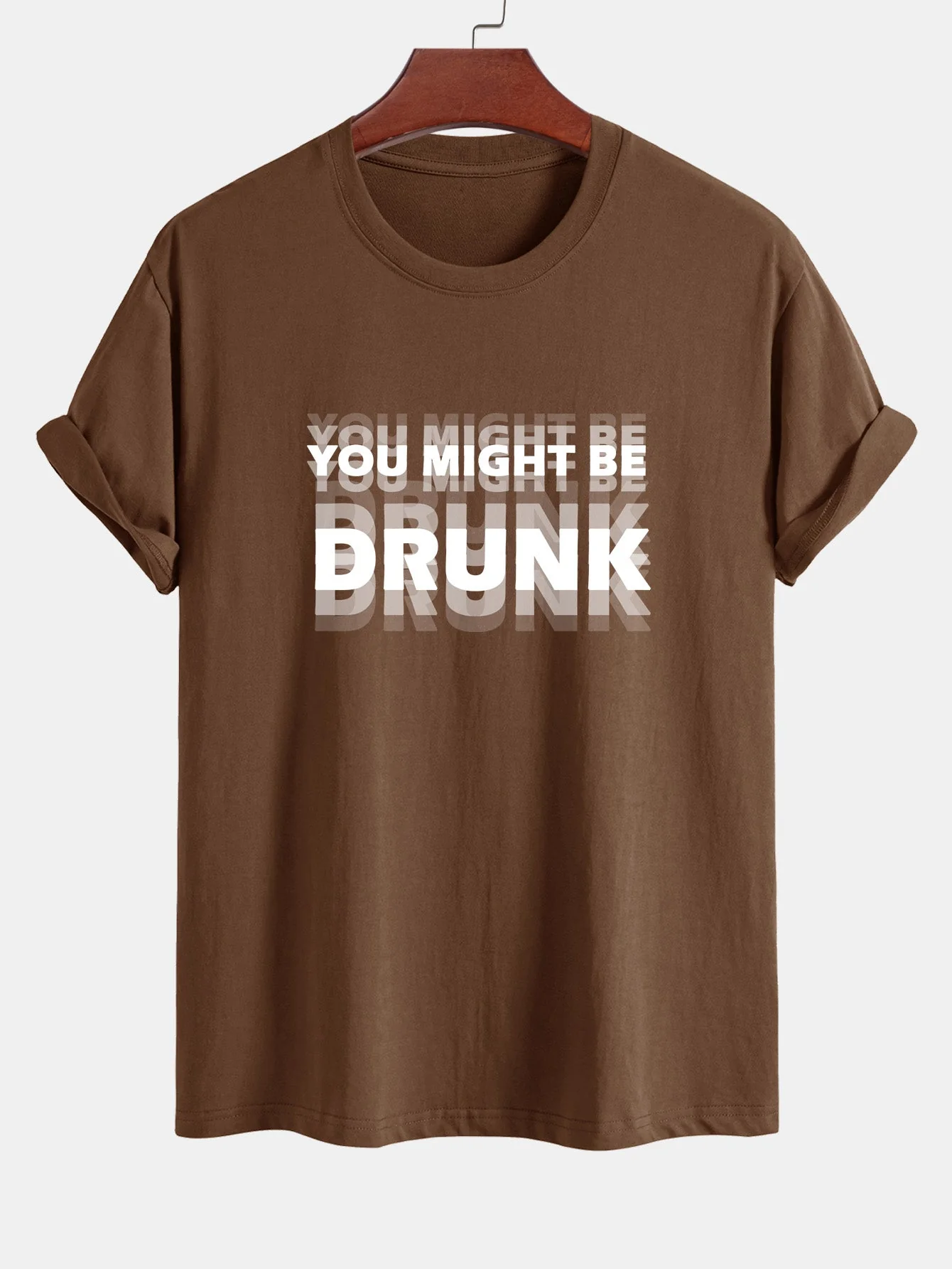 Elijah® | Regular Fit You Might Be Drunk Print Cotton T-Shirt - Image 3