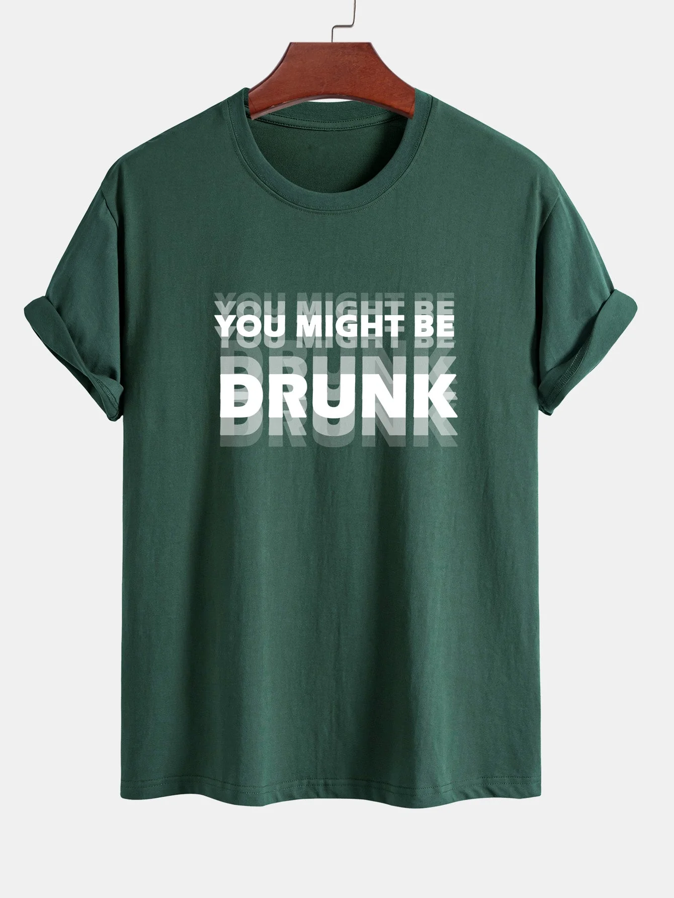 Elijah® | Regular Fit You Might Be Drunk Print Cotton T-Shirt - Image 6