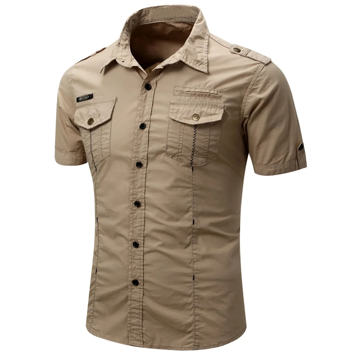 Elijah | Short Sleeved Cotton Cargo Shirt - Image 12