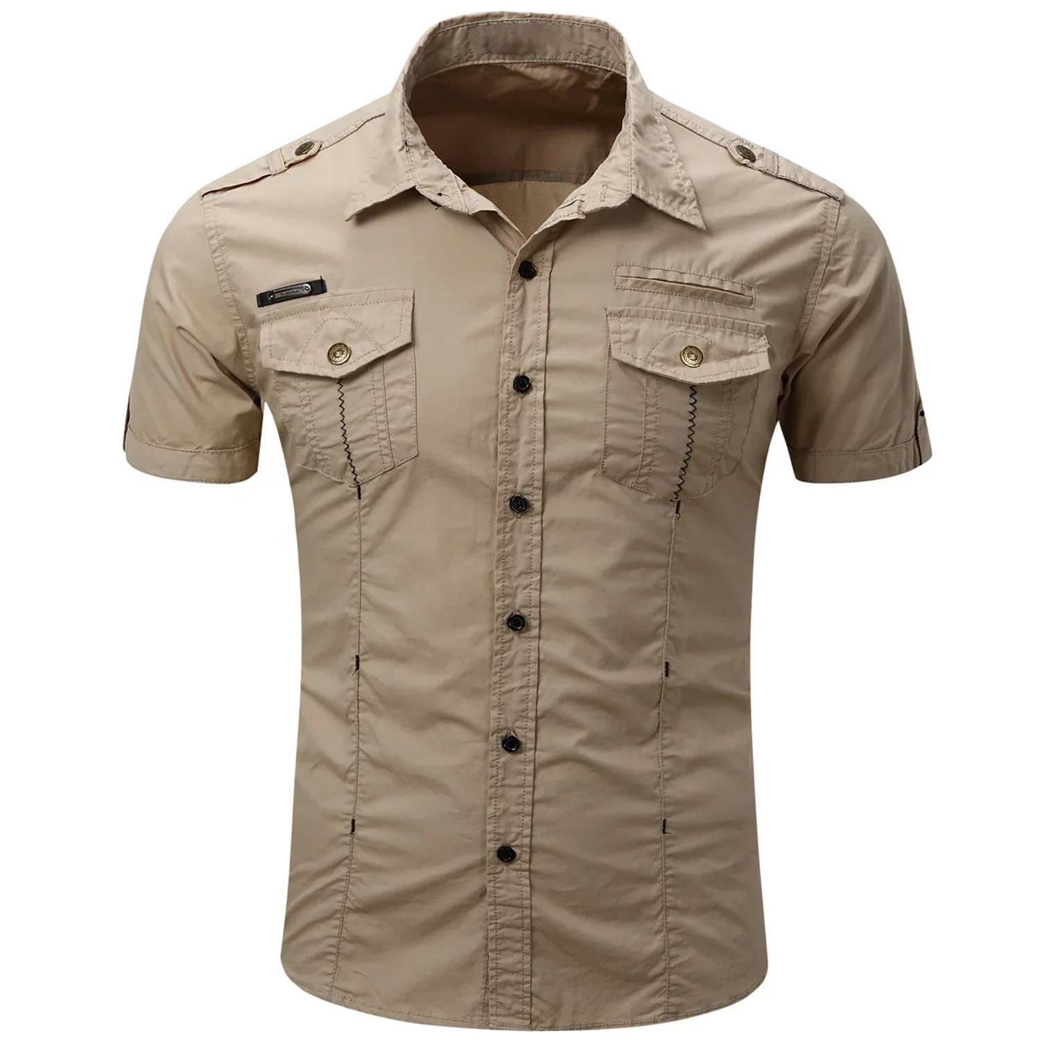 Elijah | Short Sleeved Cotton Cargo Shirt - Image 13