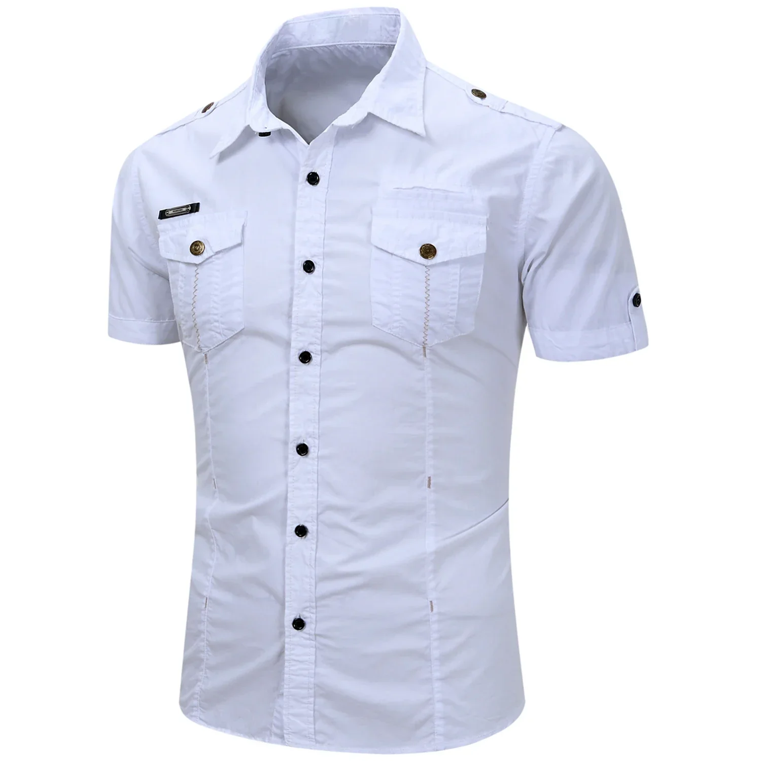 Elijah | Short Sleeved Cotton Cargo Shirt - Image 3