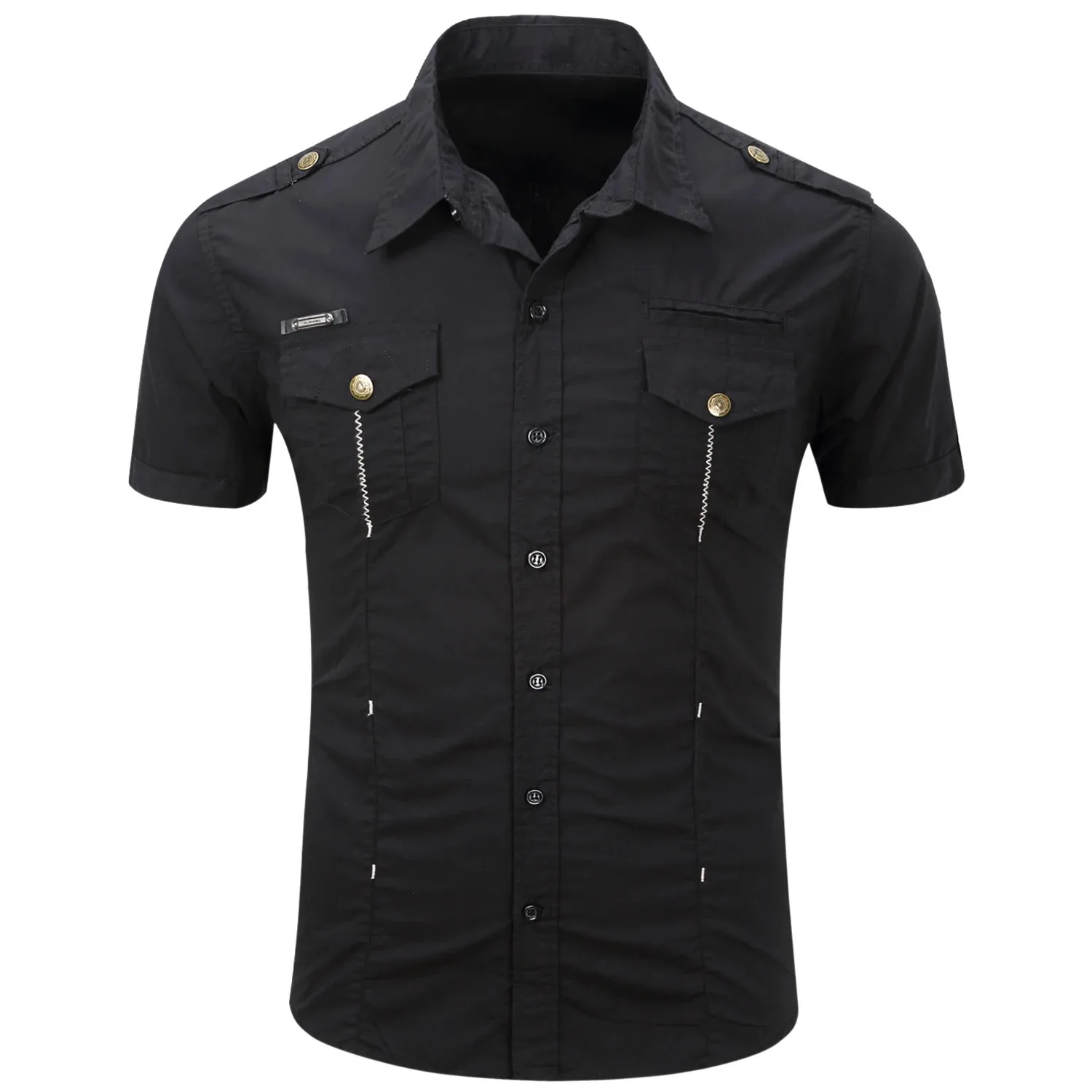 Elijah | Short Sleeved Cotton Cargo Shirt - Image 7
